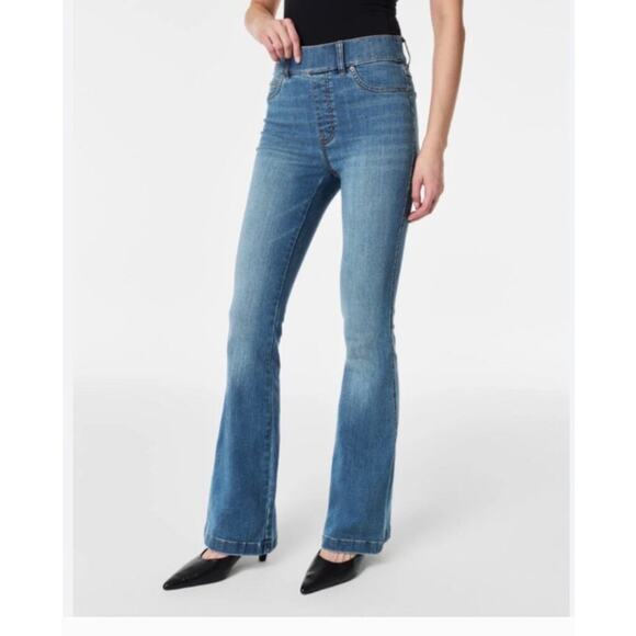 Spanx Jeans Womens XL High Rise EveryWear Flare Pull On Stretch Tall Comfort - Picture 1 of 11